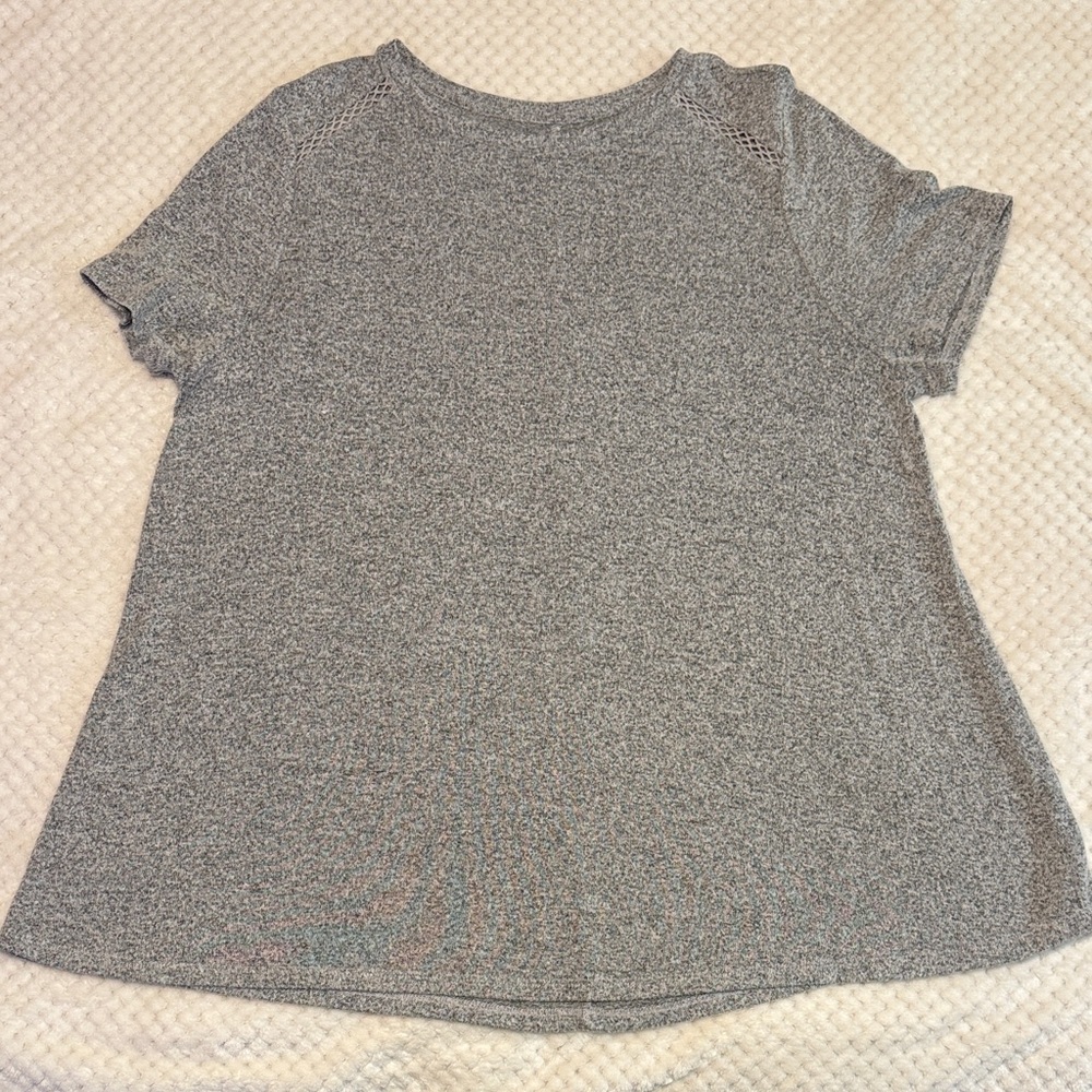 👚 Lane Bryant Gray Marled Short Sleeve Top – Women’s 14/16